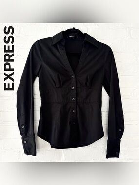 Vintage y2k Express Studios black long sleeve button up top